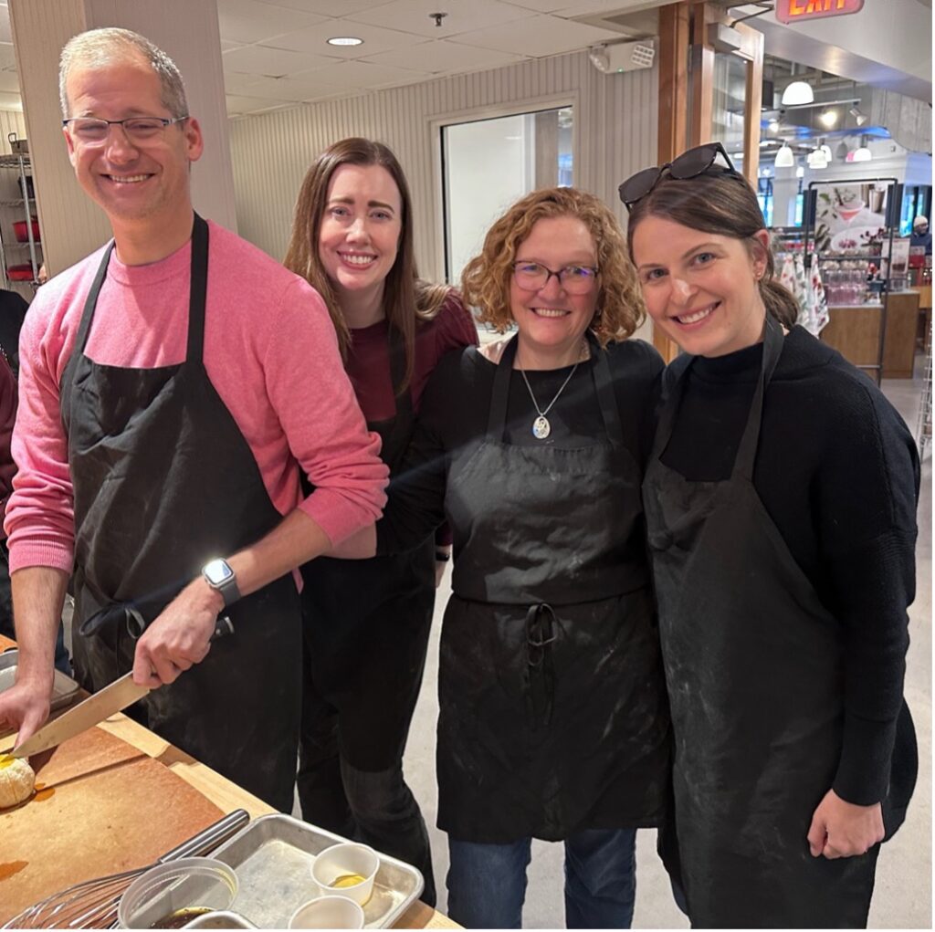  FMP's Management Team in a cooking class; from left - Jonathan Horowitz, Amanda Palla, Carolyn Kurowski, and Jessica McCrerey