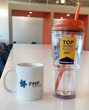 FMP-branded mug and reusable cup